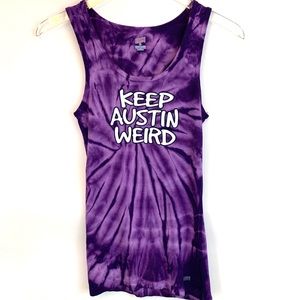 SOFFE Purple Tye Dye Tank Keep Austin Weird